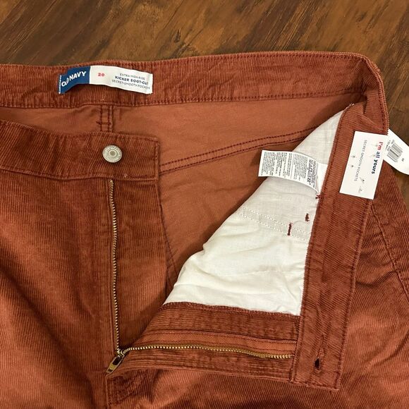OLD NAVY Kicker Boot-Cut Pants Brown Corduroy Extra High Rise NWT - Picture 5 of 14